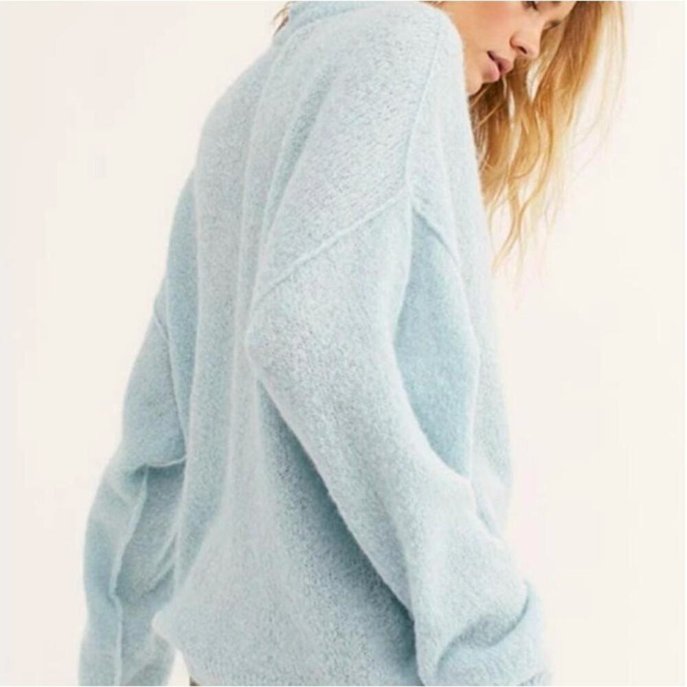 Free People Angelic Balloon Sleeve Sweater Medium Blue - Picture 3 of 5